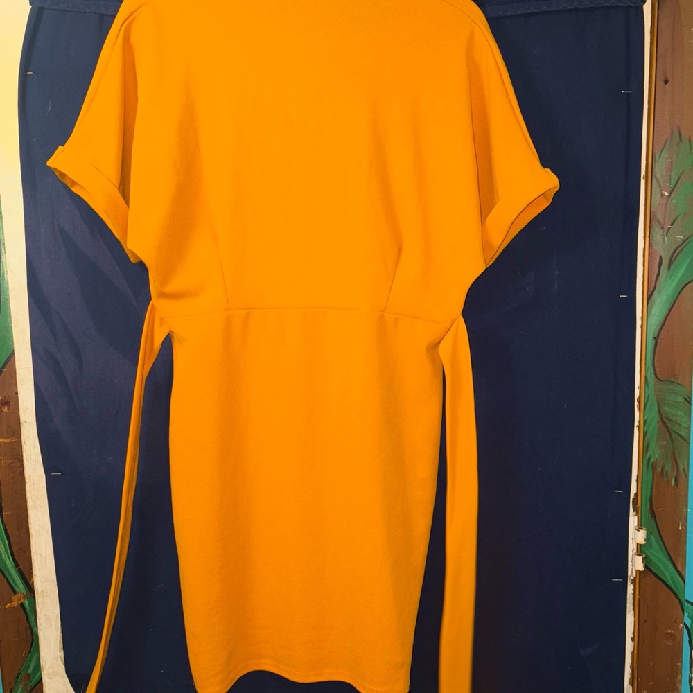 Boohoo Mustard Yellow Wrap Dress-us10 - Picture 5 of 11